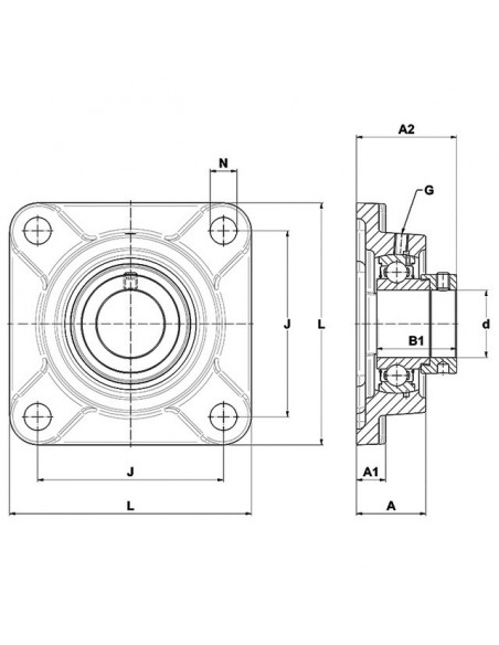 PALIER AUTO-ALIGNEUR CARRE FONTE FY 20 TF