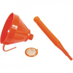 ENTONNOIR PLASTIQUE 160 MM AVEC BEC FLEXIBLE ET FILTRE LAITON