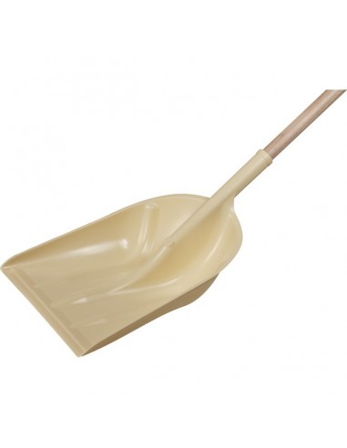 PELLE PLASTIQUE IVOIRE 35CM AVEC MANCHE BOIS 120CM