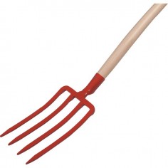 FOURCHE A BECHER 4 DENTS TRIANGULAIRES 27CM AVEC MANCHE BOIS 100CM