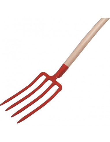 FOURCHE A BECHER 4 DENTS TRIANGULAIRES 27CM AVEC MANCHE BOIS 100CM