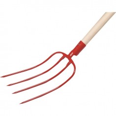 FOURCHE A FUMIER A DOUILLE 4 DENTS 31CM AVEC MANCHE BOIS 135CM
