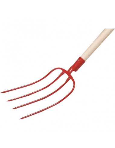 FOURCHE A FUMIER A DOUILLE 4 DENTS 31CM AVEC MANCHE BOIS 135CM