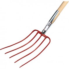 FOURCHE A FUMIER FERULE CAPUCHON 5 DENTS 30CM AVEC MANCHE BOIS 135CM