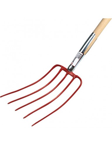 FOURCHE A FUMIER FERULE CAPUCHON 5 DENTS 30CM AVEC MANCHE BOIS 135CM