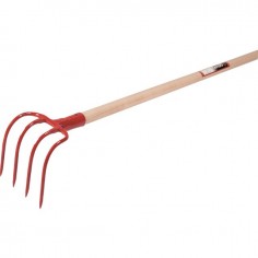 CROC A FUMIER 4 DENTS AVEC MANCHE BOIS 135CM