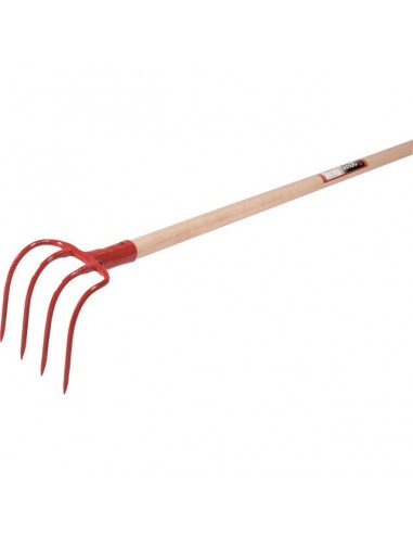 CROC A FUMIER 4 DENTS AVEC MANCHE BOIS 135CM