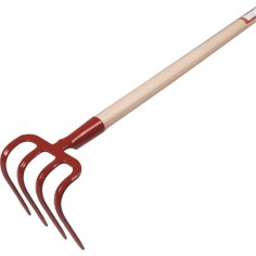 CROC A BECHER 4 DENTS 20CM AVEC MANCHE BOIS 130CM