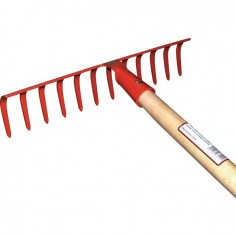 RATEAU FORGE 12 DENTS COURBES AVEC MANCHE BOIS 150CM