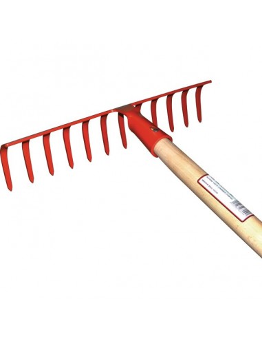 RATEAU FORGE 12 DENTS COURBES AVEC MANCHE BOIS 150CM