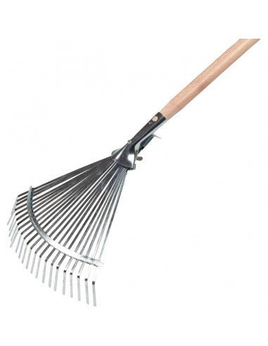 BALAI A GAZON EXTENSIBLE 21 DENTS AVEC MANCHE BOIS 140CM
