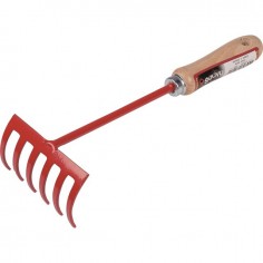 RATEAU A FLEURS 6 DENTS 30CM AVEC MANCHE BOIS