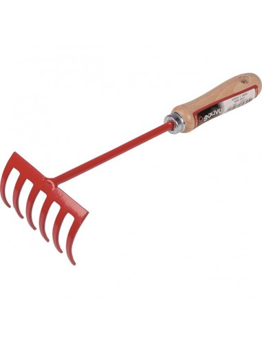 RATEAU A FLEURS 6 DENTS 30CM AVEC MANCHE BOIS