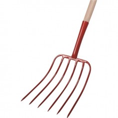 FOURCHE A MAIS A DOUILLE 6 DENTS 32CM AVEC MANCHE BOIS 135CM