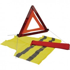 GILET JAUNE TRIANGLE DE PRESIGNALISATION ET POCHETTE DE RANGEMENT