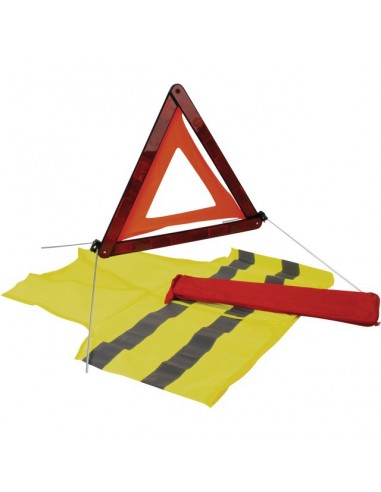 GILET JAUNE TRIANGLE DE PRESIGNALISATION ET POCHETTE DE RANGEMENT