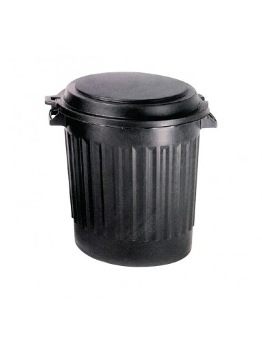 POUBELLE NOIRE AVEC COUVERCLE 80 LITRES