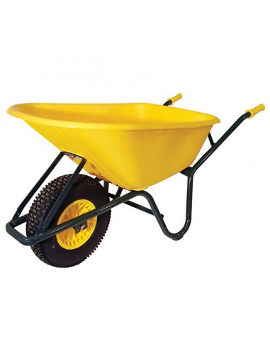 BROUETTE HERCULE 100 LITRES POLYPROPYLENE JAUNE ROUE GONFLEE