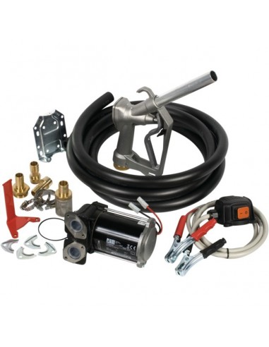 KIT POMPE TRANSFERT GASOIL PORTABLE 50L/MN 12V