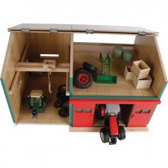 HANGAR AVEC GARAGE REPARATION EN BOIS LIVRE VIDE AU 1/32EME 2