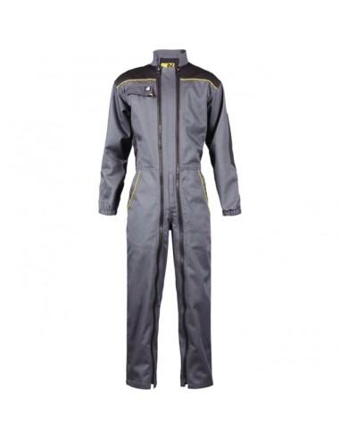 COMBINAISON DE TRAVAIL DOUBLE ZIP  GRIS/NOIR 10 ANS