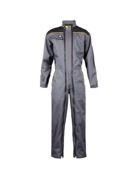 COMBINAISON DE TRAVAIL DOUBLE ZIP  GRIS/NOIR 10 ANS