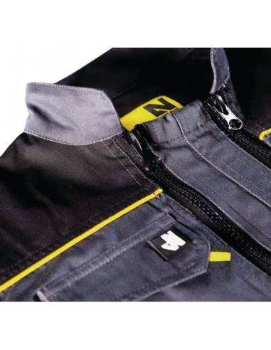 COMBINAISON DE TRAVAIL DOUBLE ZIP  GRIS/NOIR 10 ANS