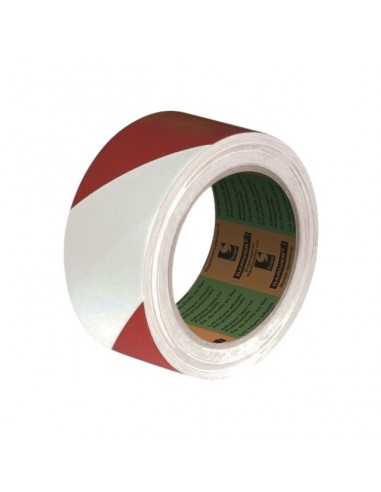 ADHESIF SIGNALISATION ZEBRE ROUGE/BLANC 50X33M EP 0