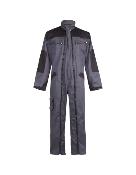 COMBINAISON DE TRAVAIL DOUBLE ZIP GRIS/NOIR L