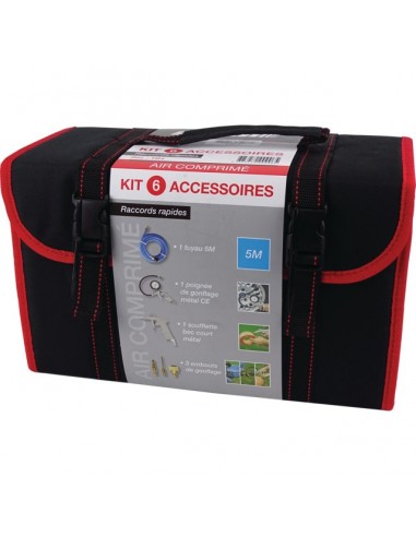 KIT 6 ACCESSOIRES SOUFFLETTE POIGNEE DE GONFLAGE TUYAU RACCORD RAPIDE TB4