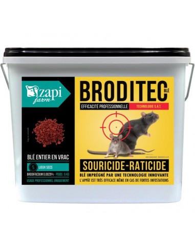 SOURICIDE RATICIDE PRO BRODITEC BLE BRODIFACOUM SEAU 5KG