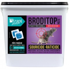 SOURICIDE RATICIDE PRO BRODITOP PATE BRODIFACOUM SACHET 10G / SEAU 5KG ZAPI