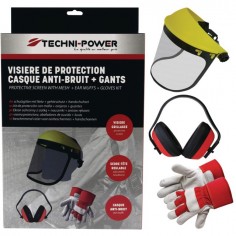 KIT DE PROTECTION: VISIERE + CASQUE ANTI-BRUIT + GANTS TECHNI-POWER