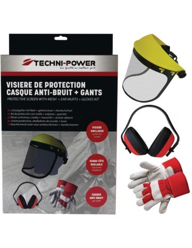 KIT DE PROTECTION: VISIERE + CASQUE ANTI-BRUIT + GANTS TECHNI-POWER