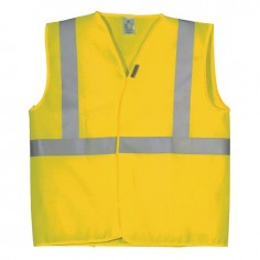 GILET JAUNE DE SECURITE SANS MANCHES BANDES 3M XL