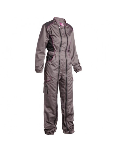 COMBINAISON DE TRAVAIL DOUBLE ZIP FEMME ALICE GRIS/ROSE M