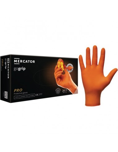 GANTS NITRILE EPAIS GOGRIP ORANGE BOITE 50 9-10 MERCATOR