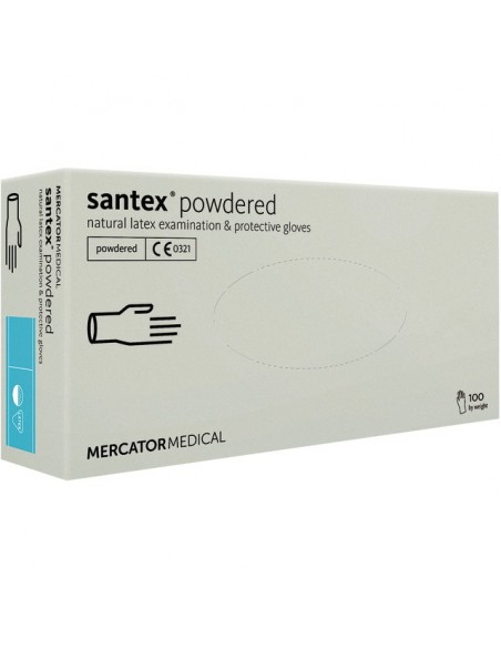 GANTS LATEX POUDRES T9-10 BLANC BOITE DE 100 Santex Powdered