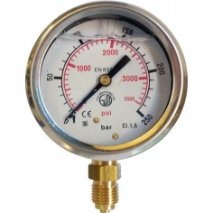 MANOMETRE GLYCERINE 63 MM 0/250 BAR RADIALE 1/4
