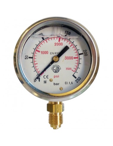 MANOMETRE GLYCERINE 63 MM 0/250 BAR RADIALE 1/4