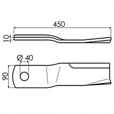 LAME DE GYROBROYEUR 90X10X450 Ø 40 MM GAUCHE 426 TYPE DESVOY 2
