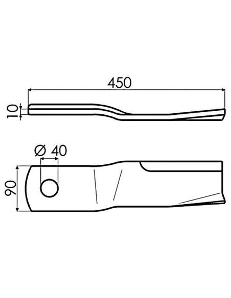 LAME DE GYROBROYEUR 90X10X450 Ø 40 MM GAUCHE 426 TYPE DESVOY