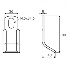 COUTEAU DE DEBROUSSAILEUSE RENFORCE 36X8X100 MM TROU 14 2