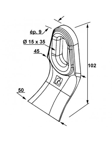 COUTEAU DE DEBROUSSAILEUSE FORGEX 50X9X102 MM TROU 15X35MM