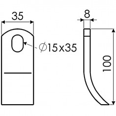 FLEAU DE DEBROUSSAILLEUSE CUILLERE 35X8X100 MM TROU 15X35 MM 2