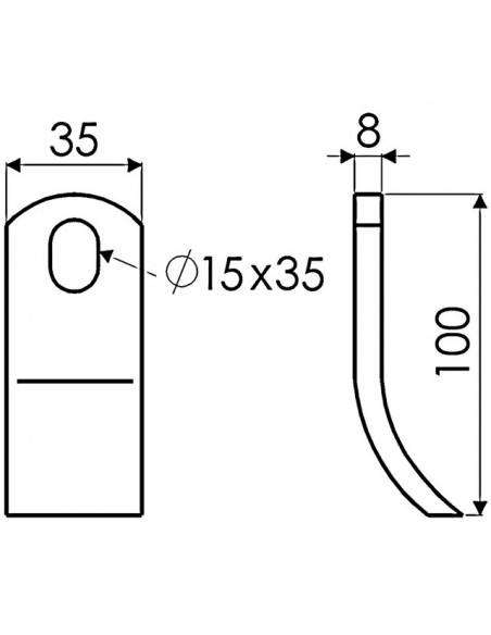 FLEAU DE DEBROUSSAILLEUSE CUILLERE 35X8X100 MM TROU 15X35 MM