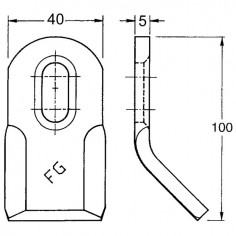 COUTEAU DE DEBROUSSAILEUSE RENFORCE 40X5X99 MM TROU 14 2