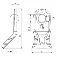COUTEAU DE DEBROUSSAILEUSE MILLENIUM MONTAGE RAPIDE 45X8X99 MM TROU 17 2
