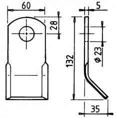 COUTEAU DE DEBROUSSAILEUSE Y 60X5X132 MM TROU 23MM 2