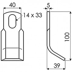 COUTEAU DE DEBROUSSAILEUSE RENFORCE 40X5X100 MM TROU 14X33MM 2